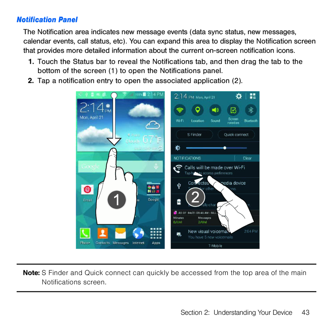 Samsung GH68-41834A user manual Notification Panel 