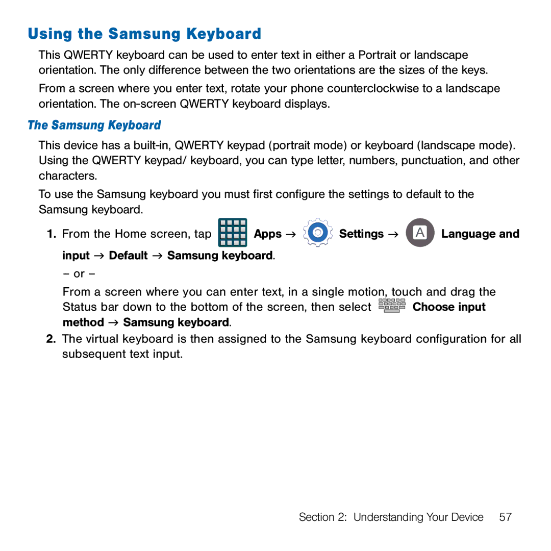 Samsung GH68-41834A user manual Using the Samsung Keyboard 