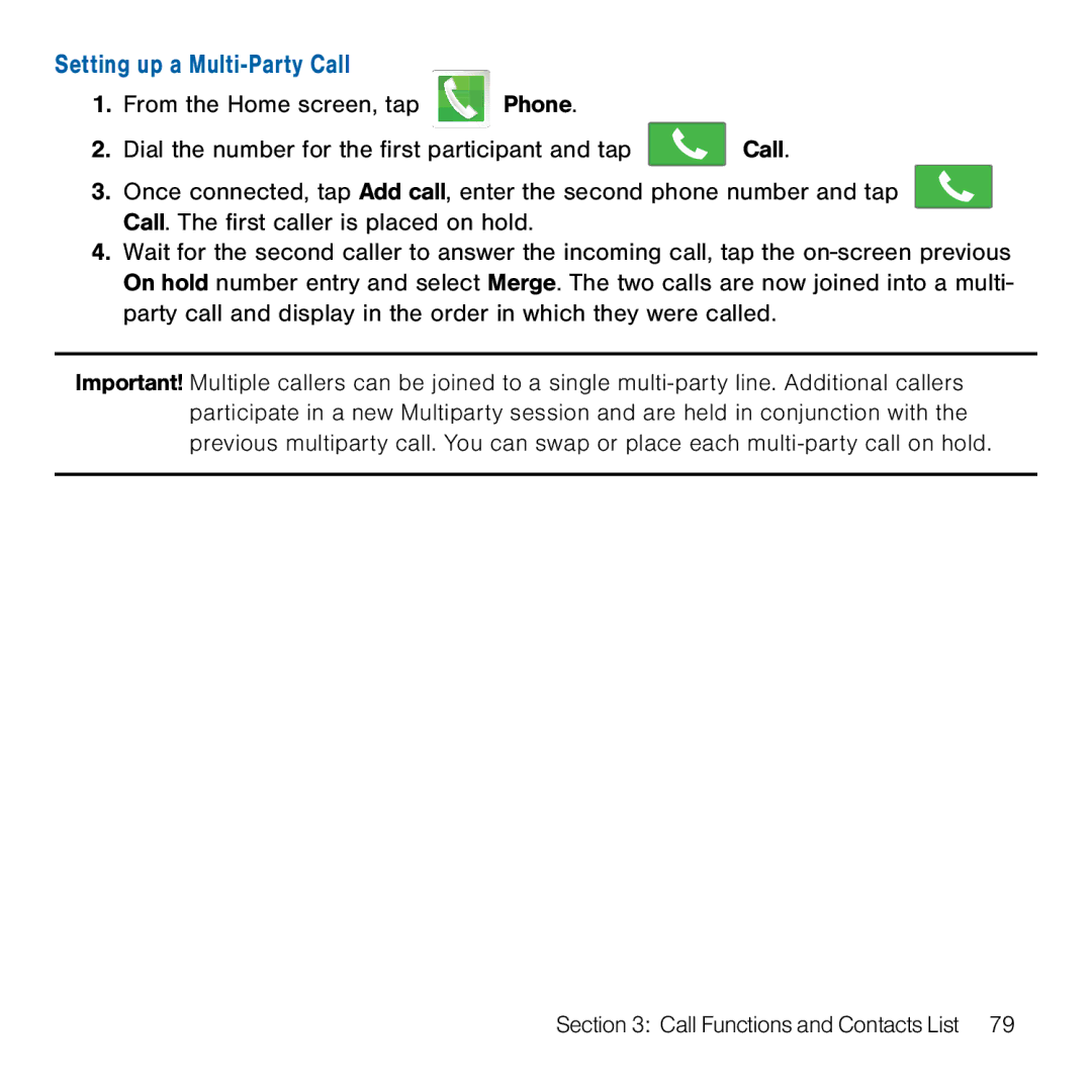 Samsung GH68-41834A user manual Setting up a Multi-Party Call 