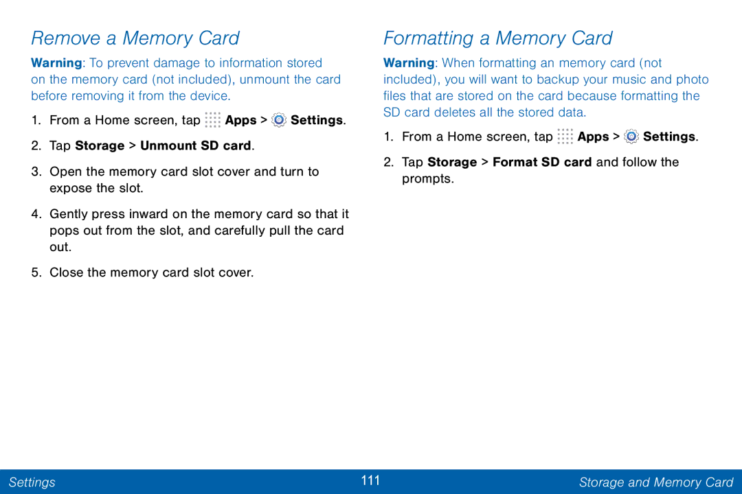 Samsung GH68-42046F manual Remove a Memory Card, Formatting a Memory Card 