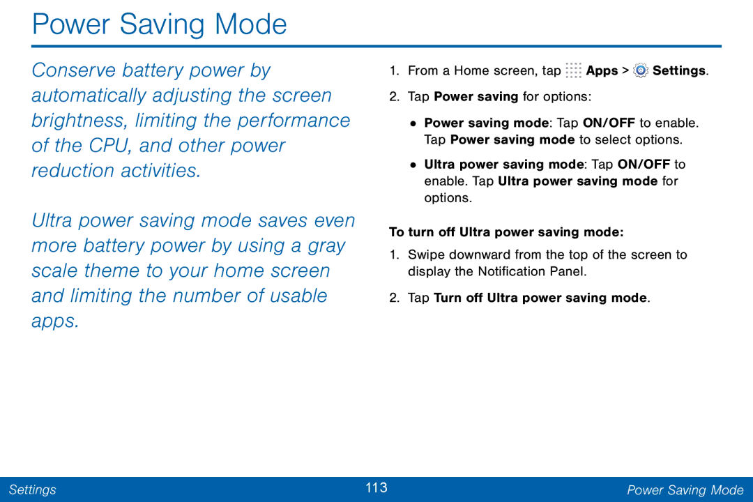 Samsung GH68-42046F manual Power Saving Mode 