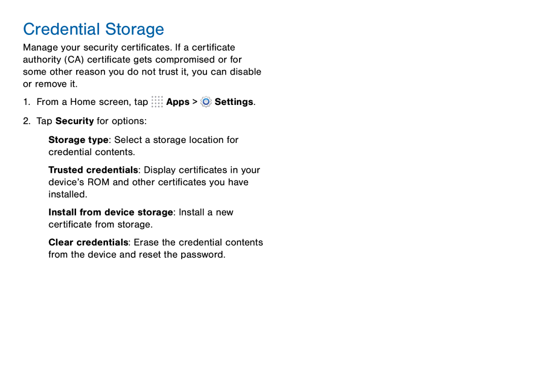 Samsung GH68-42046F manual Credential Storage 