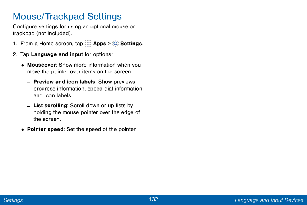 Samsung GH68-42046F manual Mouse/Trackpad Settings 