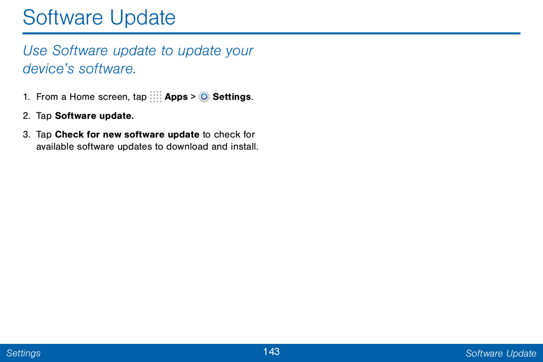 Samsung GH68-42046F manual Software Update, Use Software update to update your device’s software 