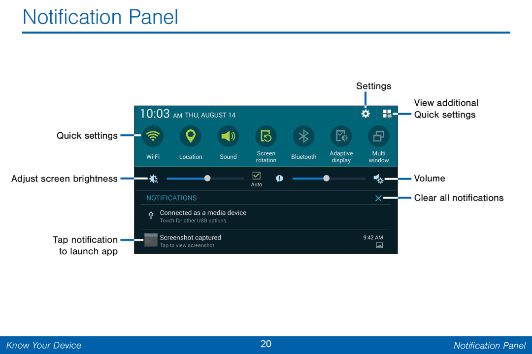 Samsung GH68-42046F manual Notification Panel 