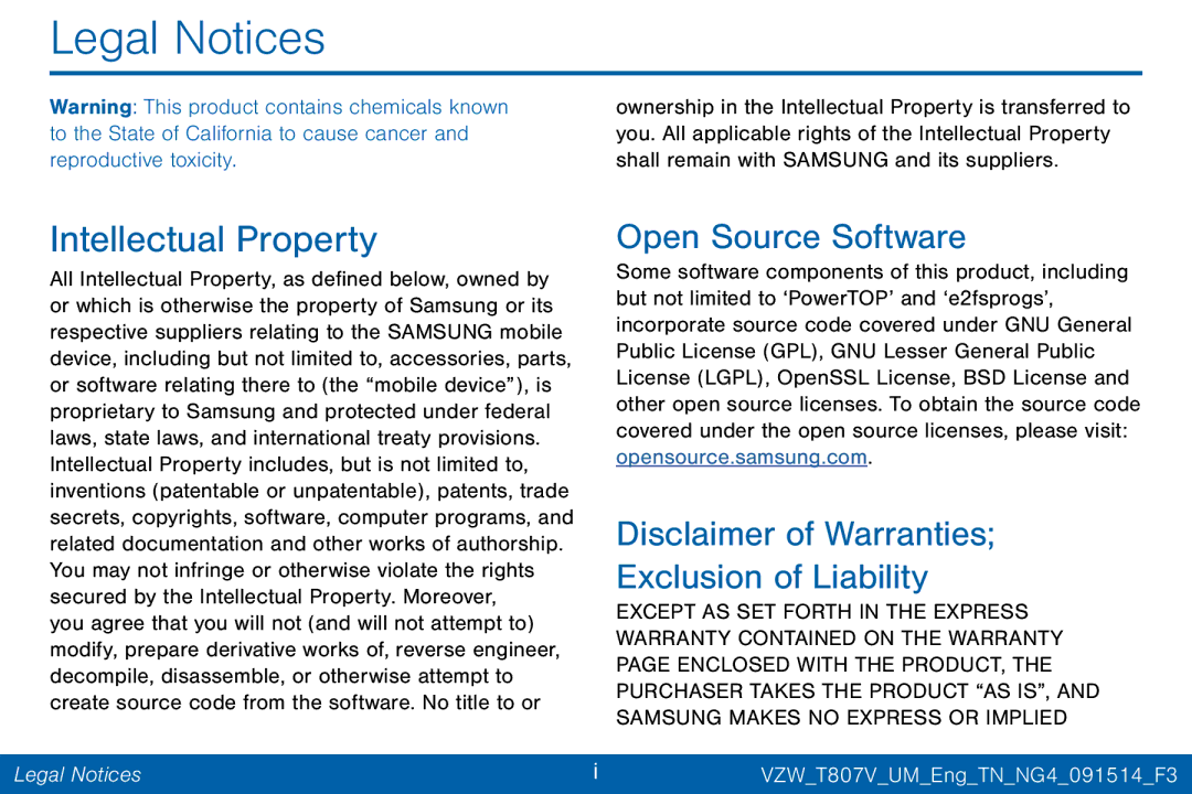 Samsung GH68-42046F manual Legal Notices, Intellectual Property 