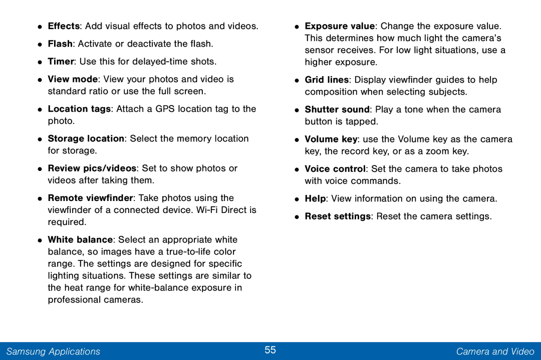 Samsung GH68-42046F manual Samsung Applications Camera and Video 