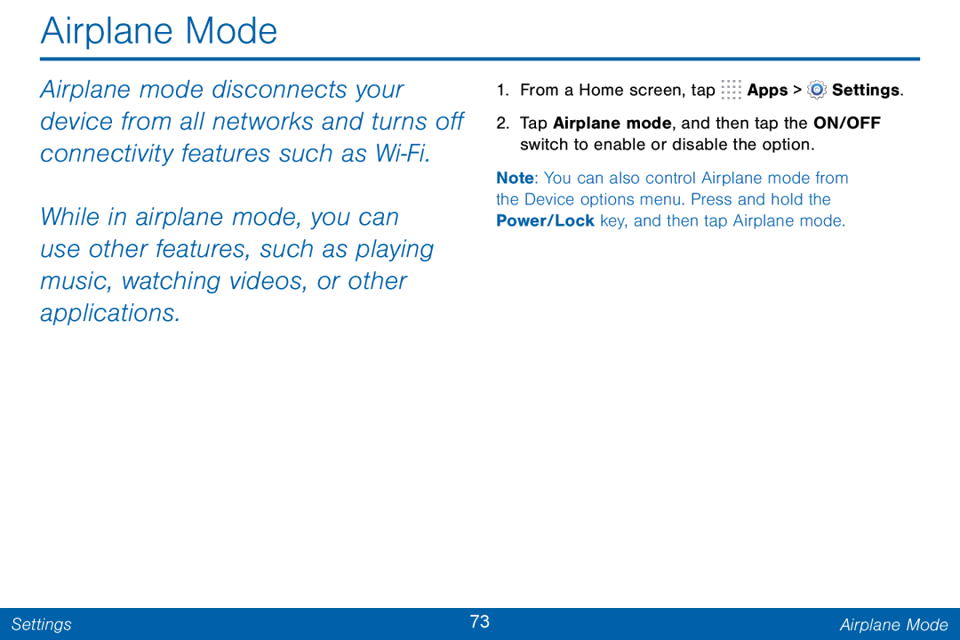 Samsung GH68-42046F manual Airplane Mode 