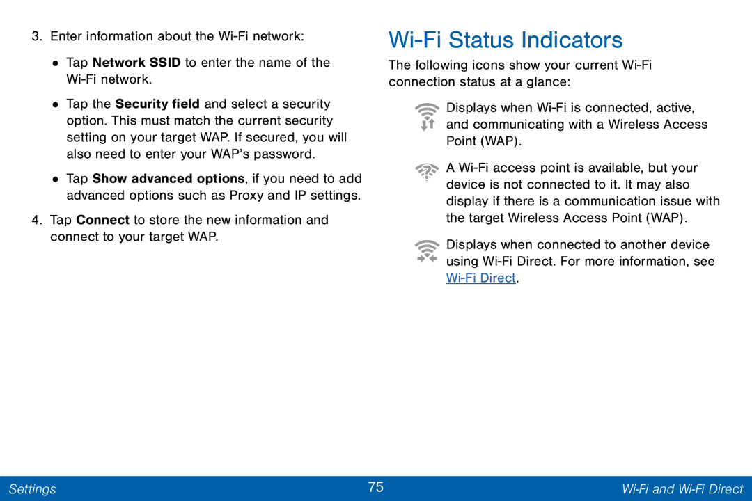 Samsung GH68-42046F manual Wi-Fi Status Indicators 