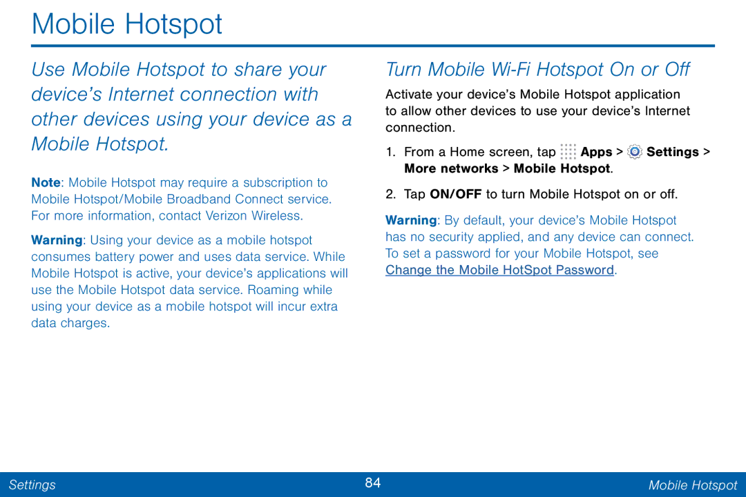 Samsung GH68-42046F manual Mobile Hotspot 