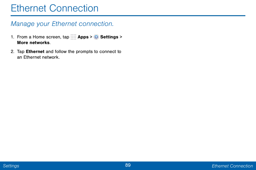 Samsung GH68-42046F manual Ethernet Connection, Manage your Ethernet connection 