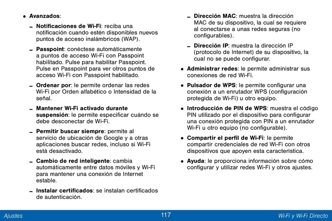 Samsung GH68-42147A manual Avanzados, Ajustes 117 