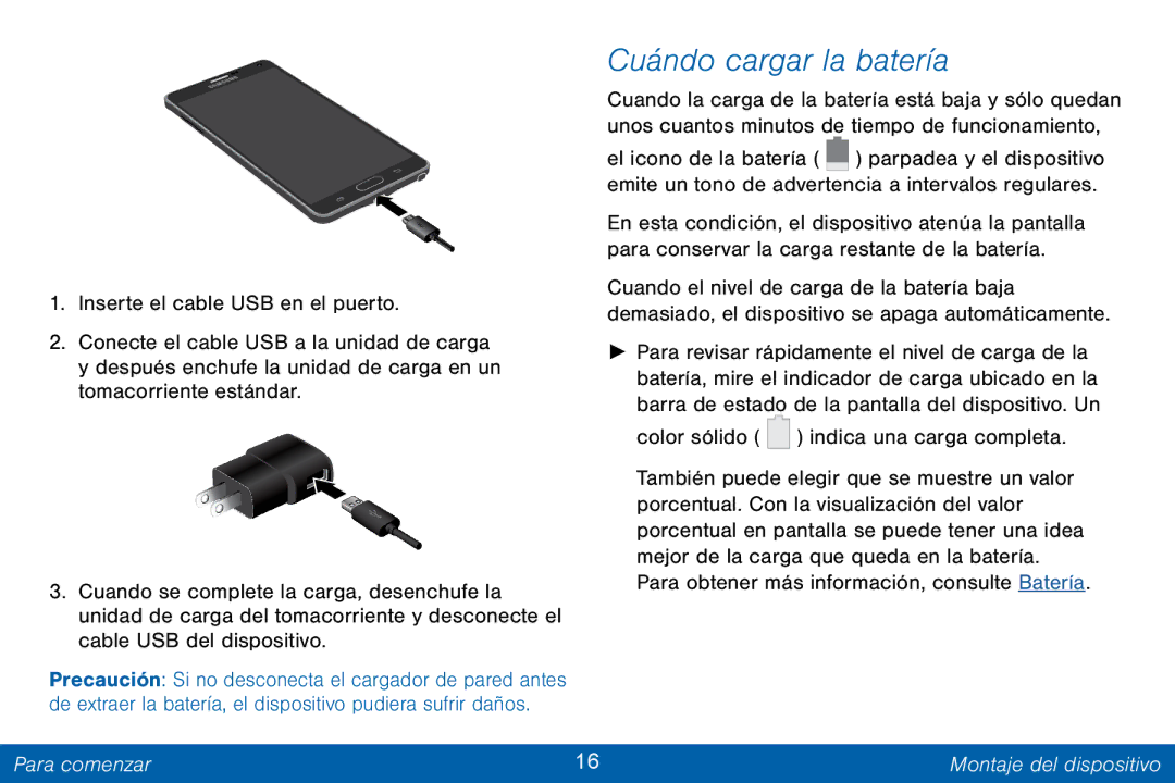 Samsung GH68-42147A manual Cuándo cargar la batería 