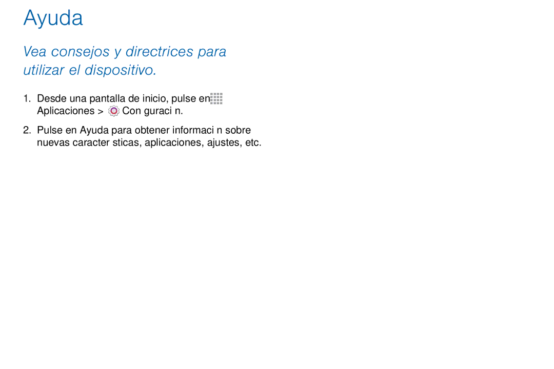 Samsung GH68-42147A manual Vea consejos y directrices para utilizar el dispositivo, Ajustes 188 Ayuda 