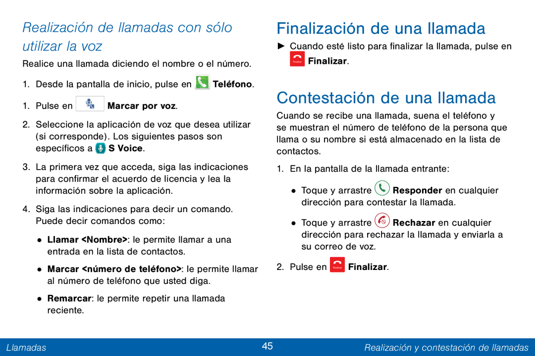 Samsung GH68-42147A manual Finalización de una llamada, Contestación de una llamada 