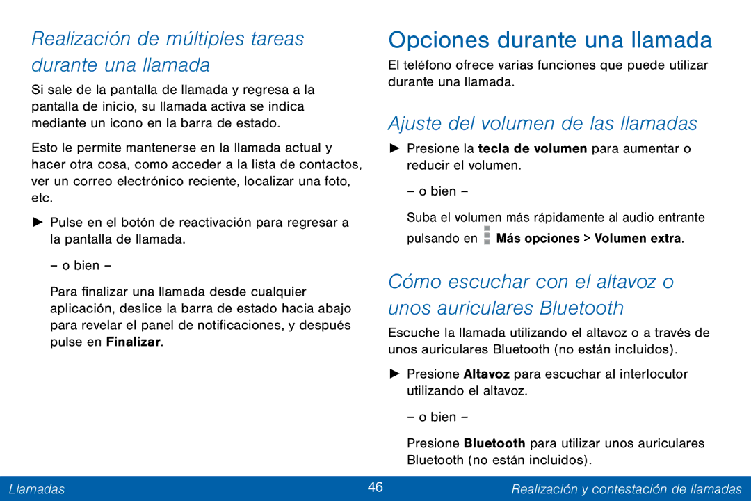 Samsung GH68-42147A manual Opciones durante una llamada, Realización de múltiples tareas durante una llamada 