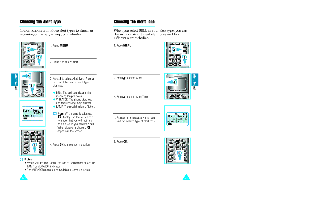 Samsung GH68-60614A owner manual Choosing the Alert Type, Choosing the Alert Tone 