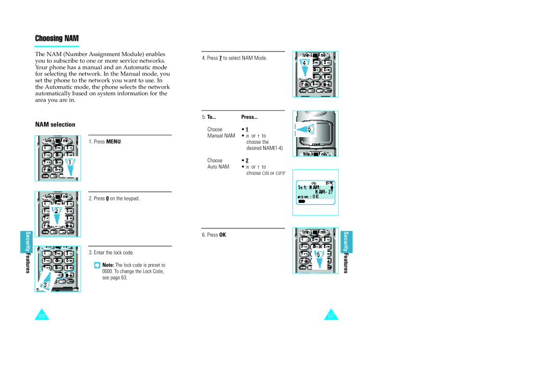 Samsung GH68-60614A owner manual Choosing NAM, NAM selection 