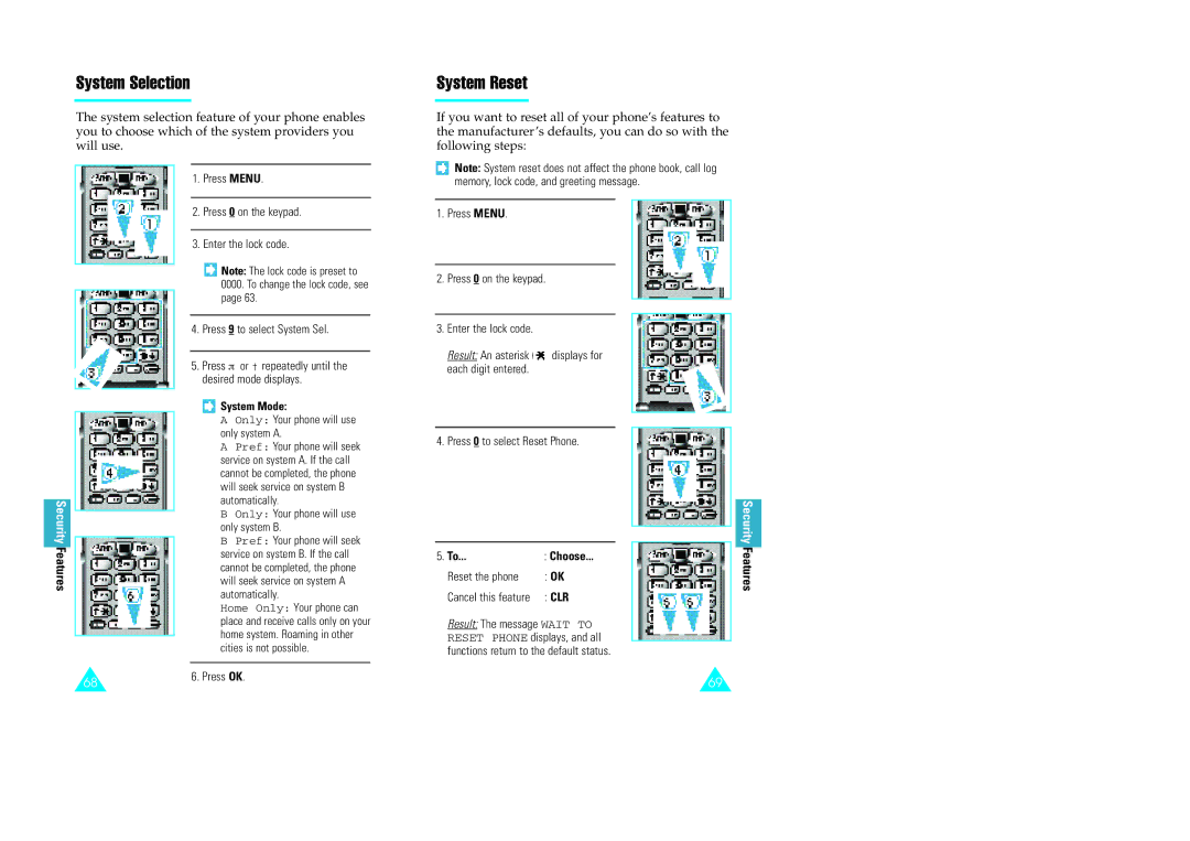 Samsung GH68-60614A owner manual System Selection, System Reset, System Mode 