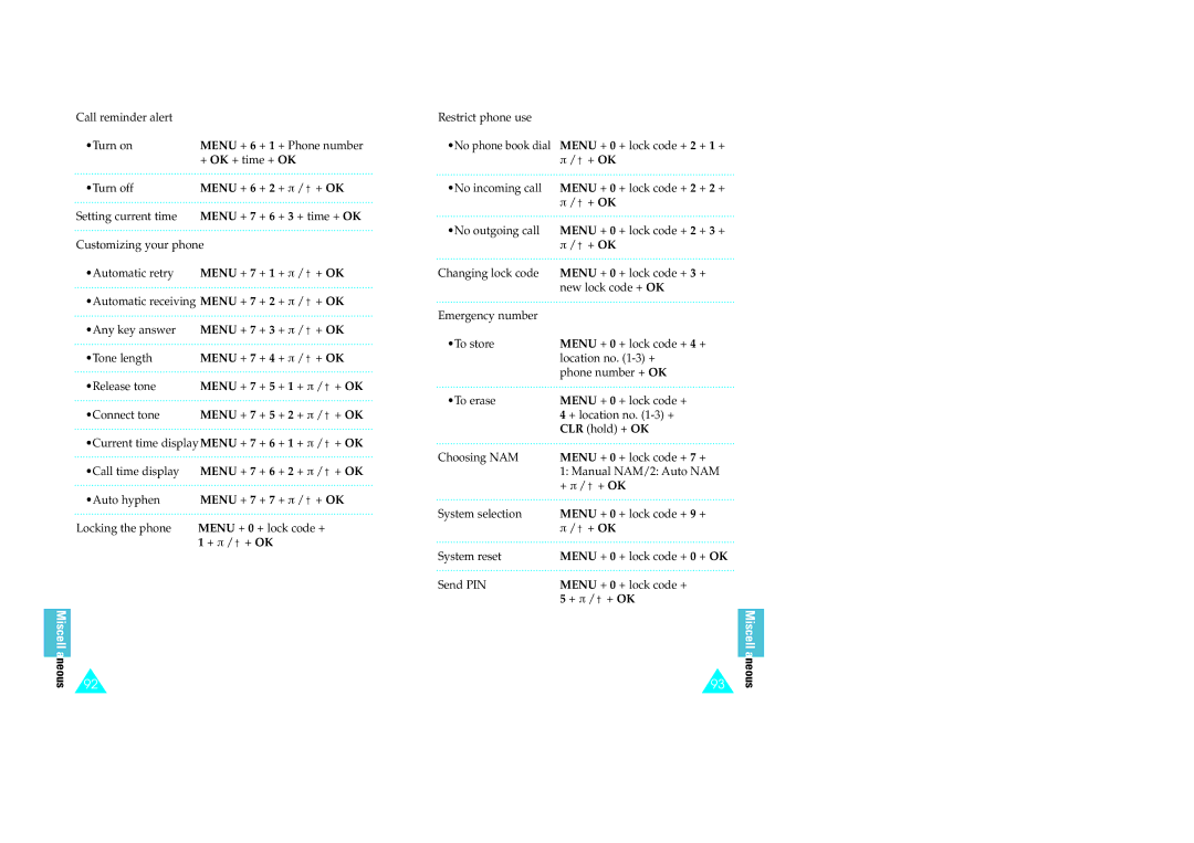 Samsung GH68-60614A owner manual Call reminder alert Turn on 