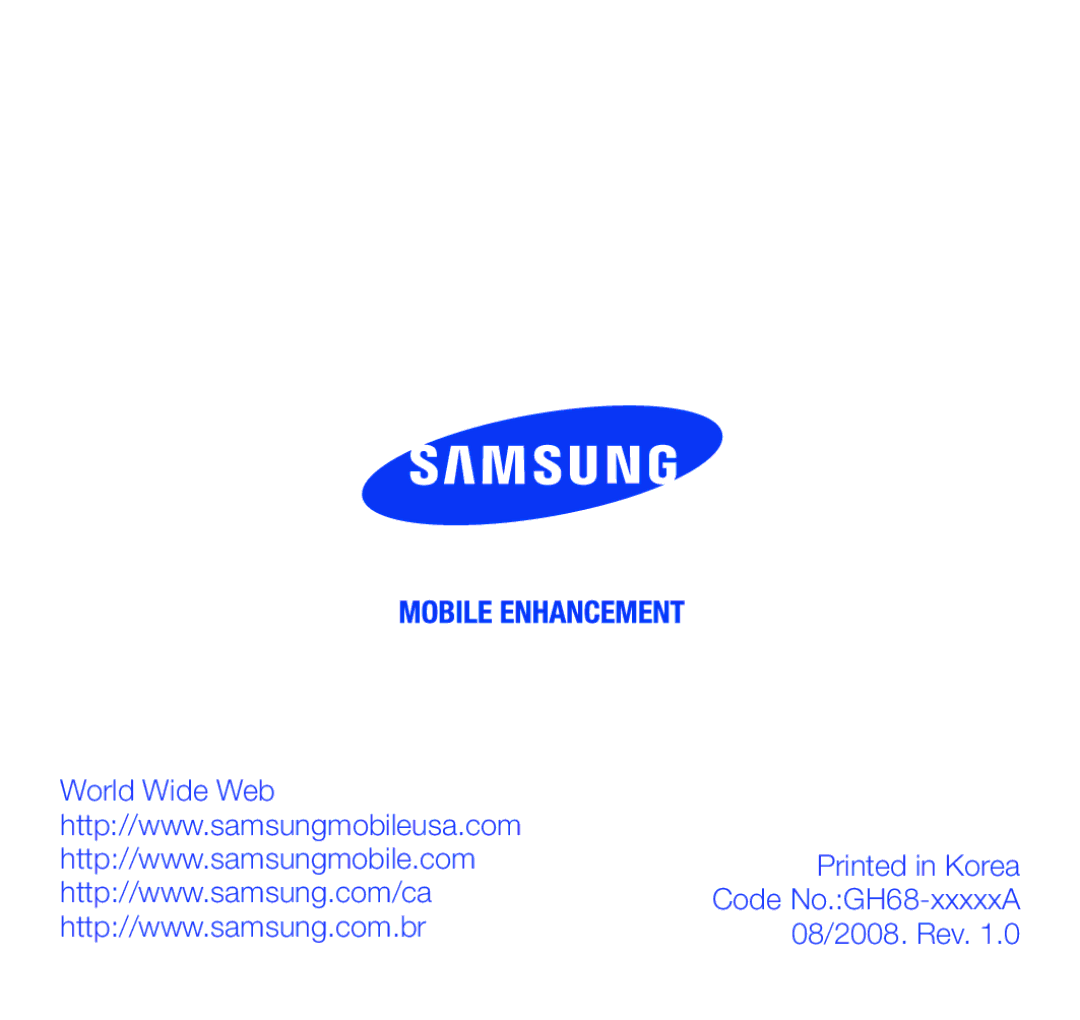 Samsung GH68-xxxxxA manual World Wide Web 