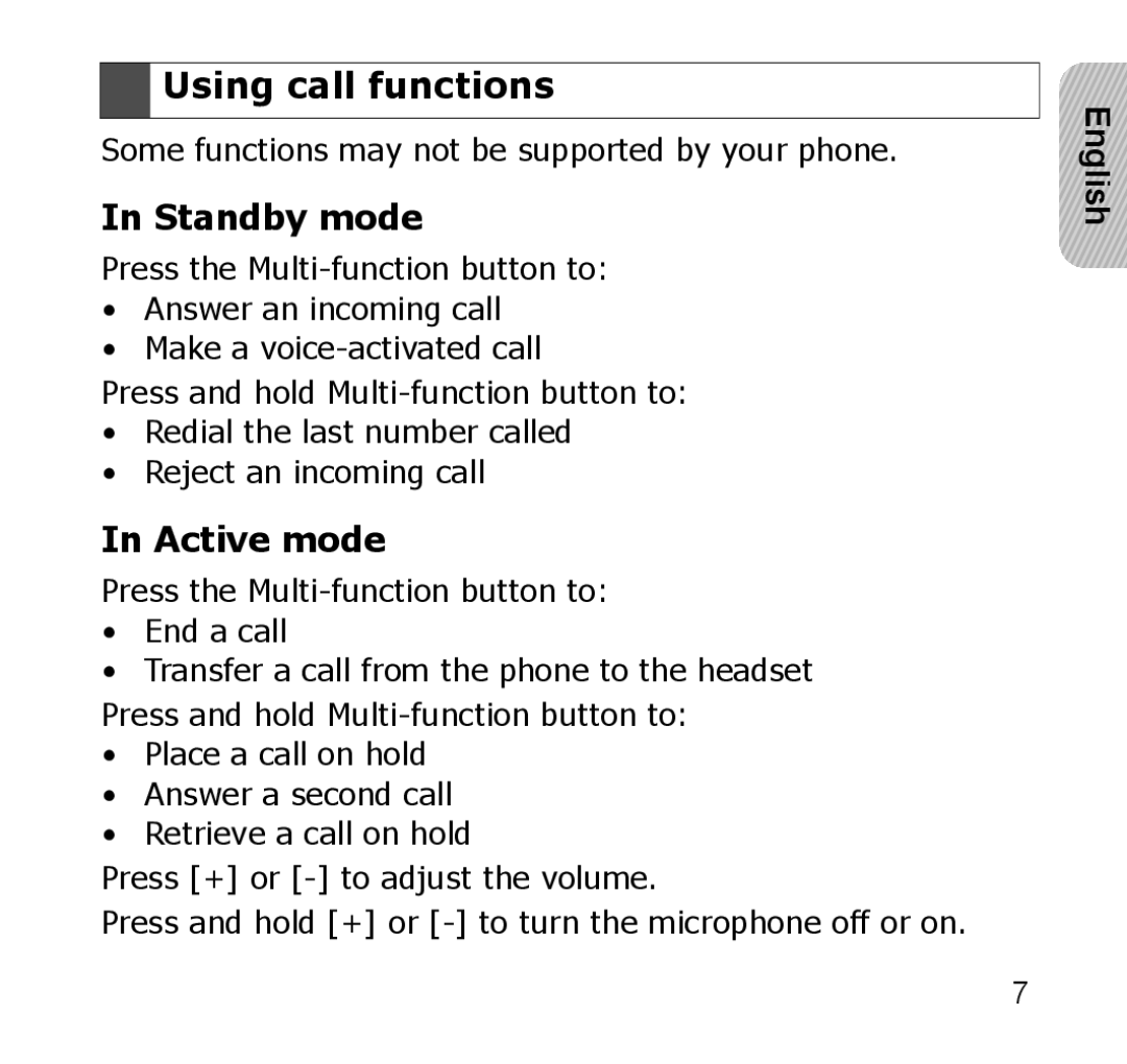 Samsung GH68-xxxxxA manual Using call functions, Standby mode, Active mode 