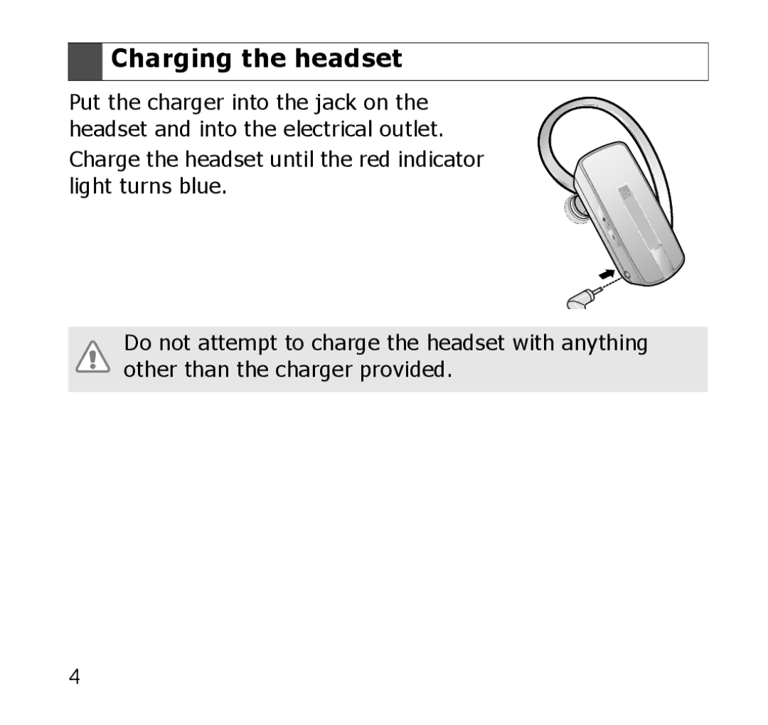 Samsung GH68-xxxxxA manual Charging the headset 