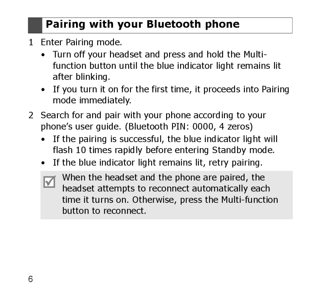 Samsung GH68-xxxxxA manual Pairing with your Bluetooth phone 