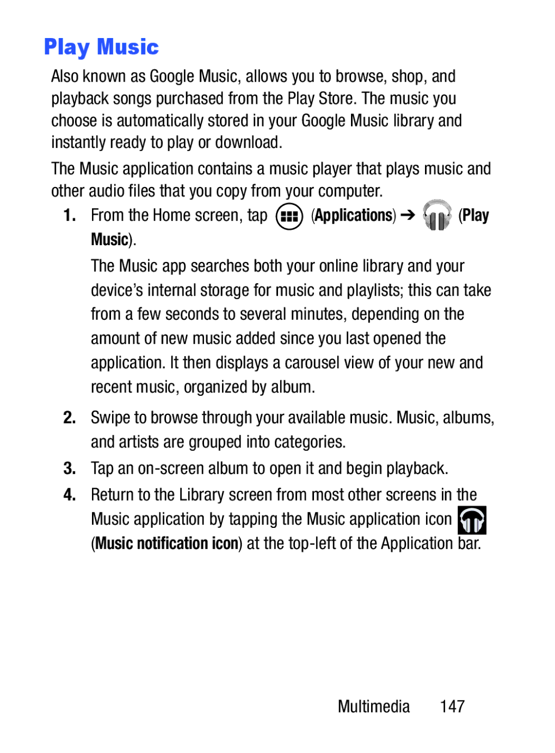 Samsung GH68_37222A user manual From the Home screen, tap Applications Play Music 