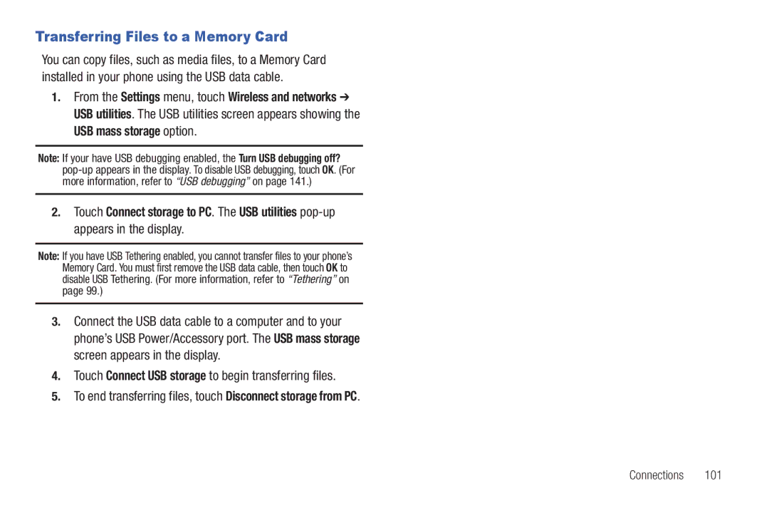 Samsung GH68_3XXXXA user manual Transferring Files to a Memory Card 