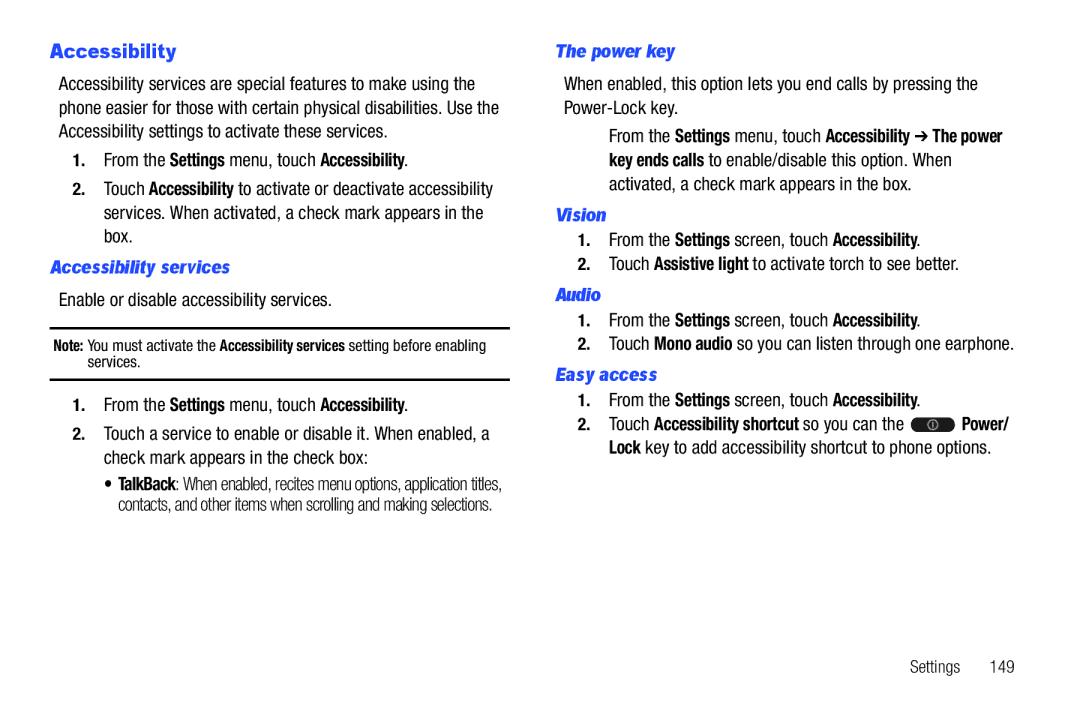 Samsung GH68_3XXXXA user manual Accessibility 