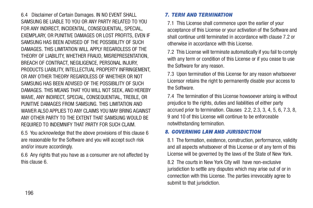 Samsung GH68_3XXXXA 196, Courts in New York City will have non-exclusive, Disclaimer of Certain Damages. in no Event Shall 