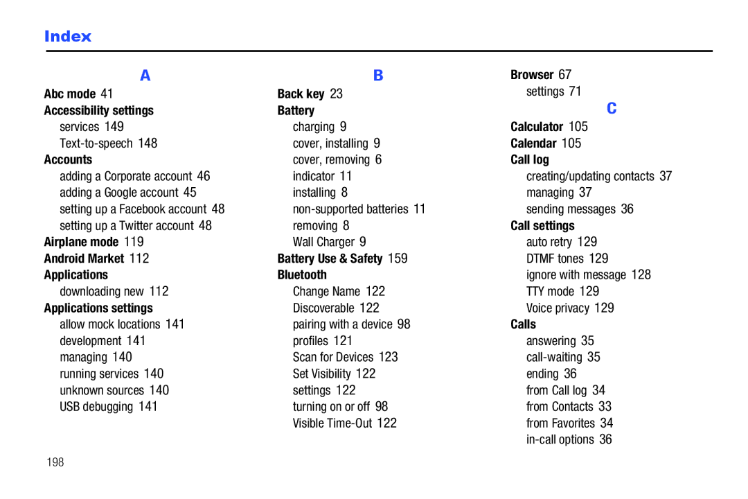 Samsung GH68_3XXXXA user manual Index 