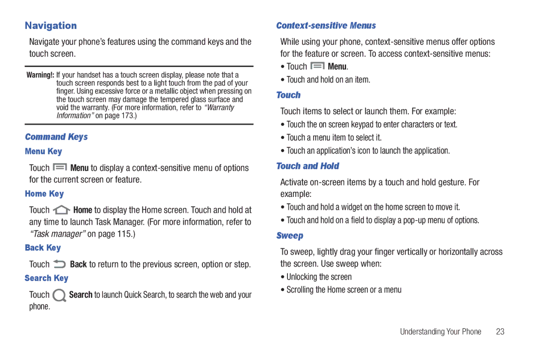 Samsung GH68_3XXXXA user manual Navigation 