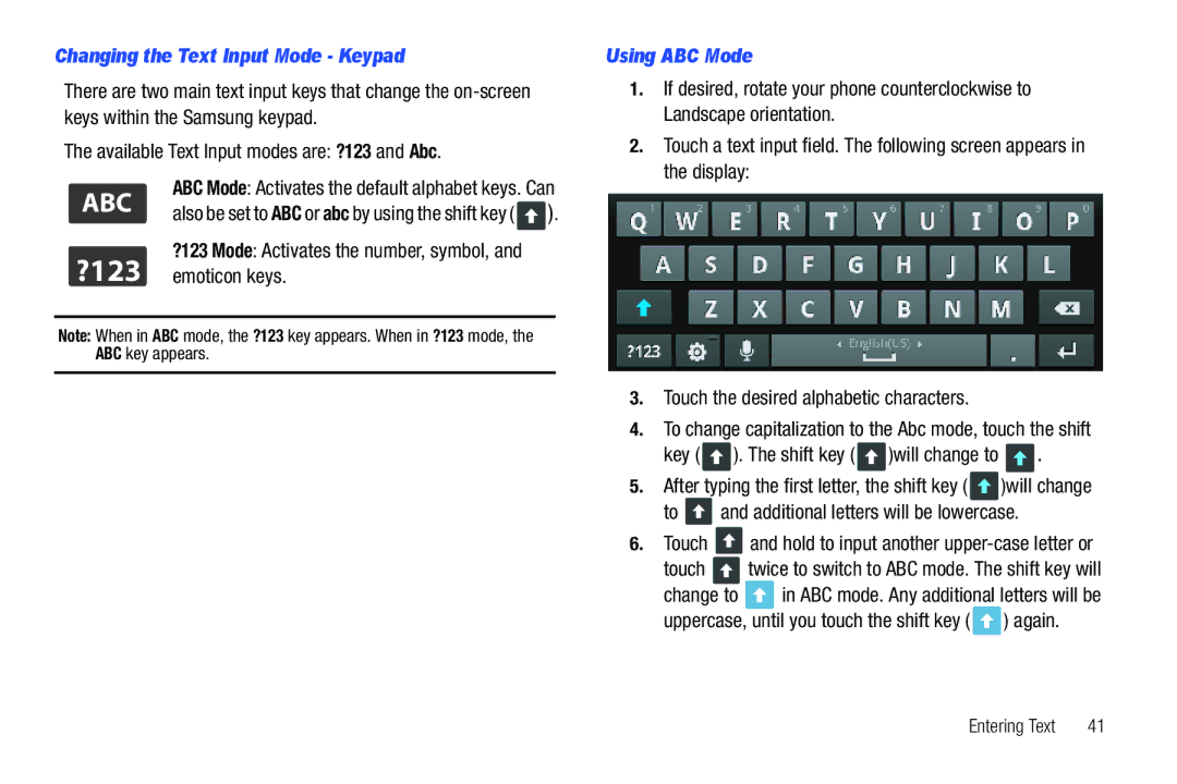 Samsung GH68_3XXXXA user manual Changing the Text Input Mode Keypad, Using ABC Mode 