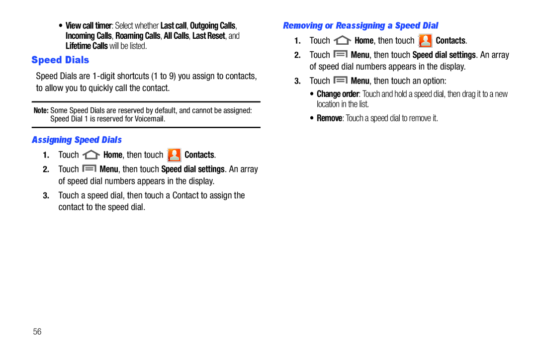 Samsung GH68_3XXXXA user manual Assigning Speed Dials, Removing or Reassigning a Speed Dial 