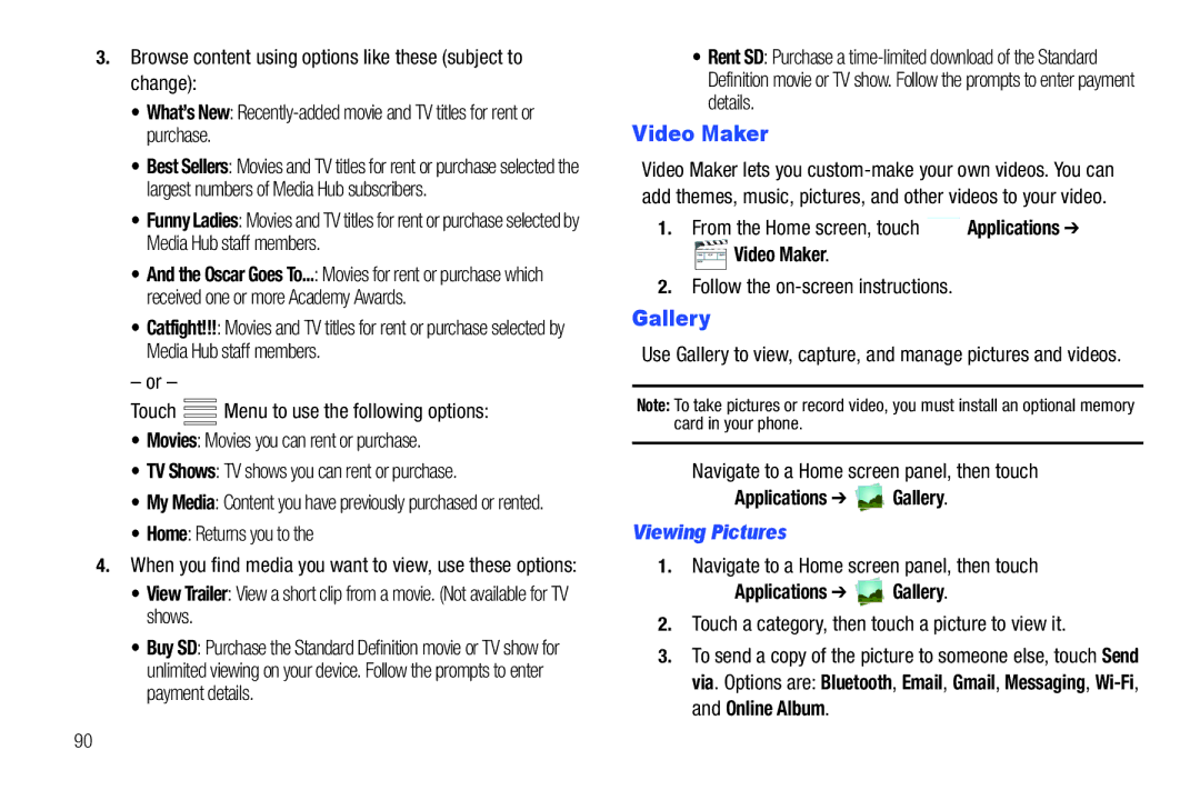 Samsung GH68_3XXXXA user manual Video Maker, Applications Gallery, Viewing Pictures 