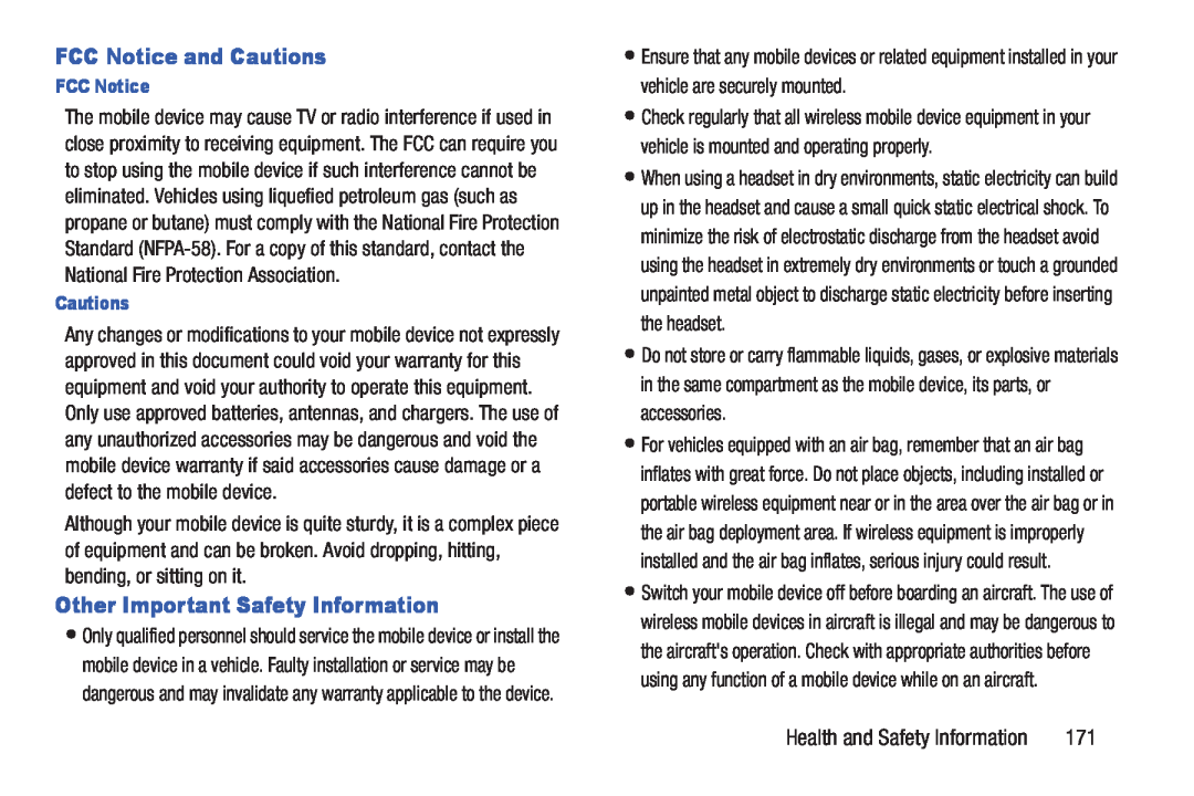 Samsung GH68_3XXXXA user manual FCC Notice and Cautions, Other Important Safety Information 