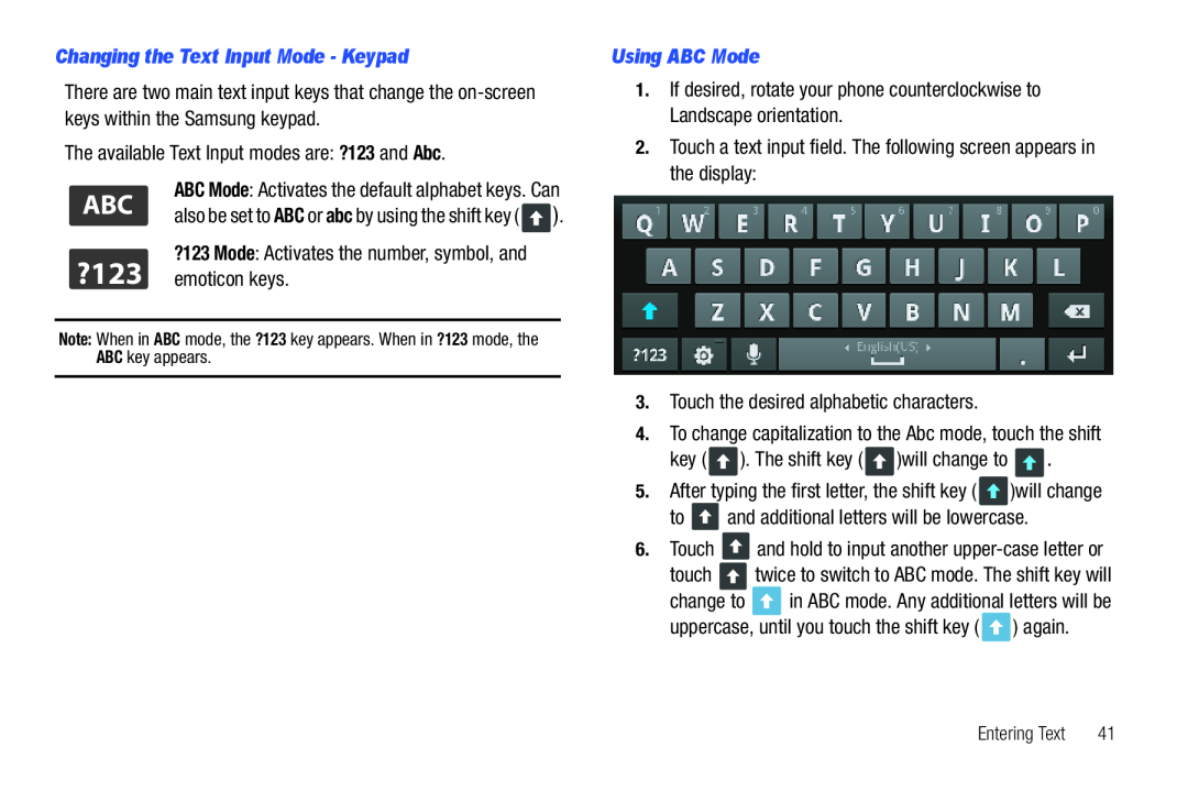 Samsung GH68_3XXXXA user manual Changing the Text Input Mode - Keypad, Using ABC Mode, ?123 