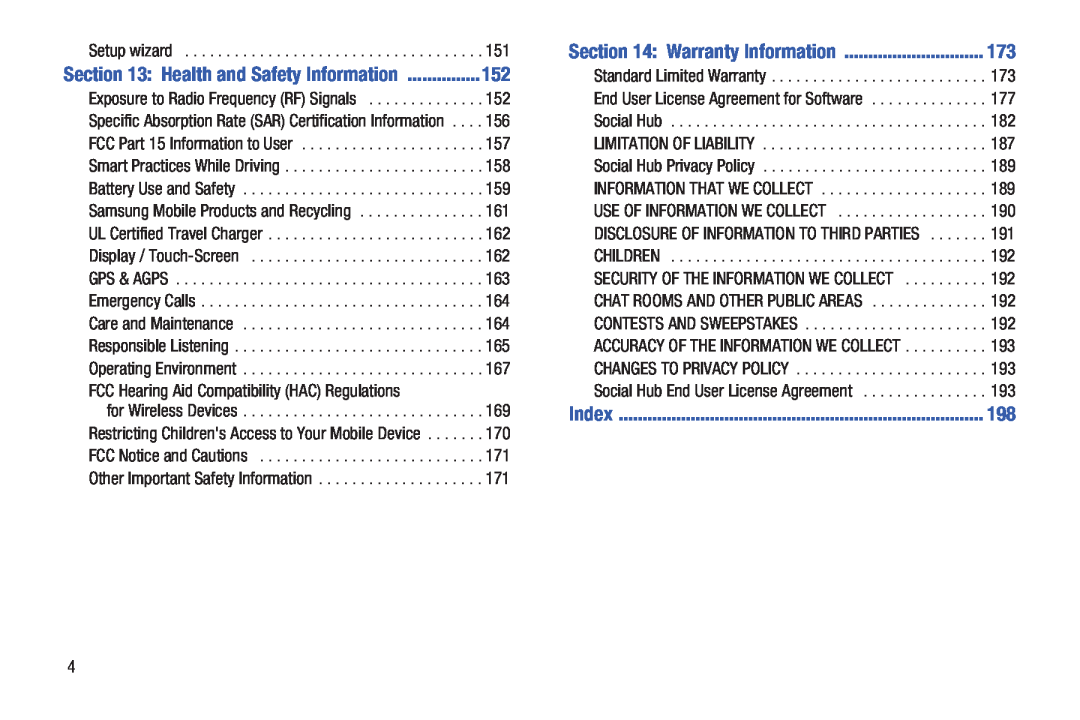 Samsung GH68_3XXXXA user manual Warranty Information, Health and Safety Information, Index 
