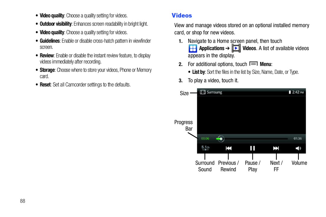 Samsung GH68_3XXXXA user manual Videos 
