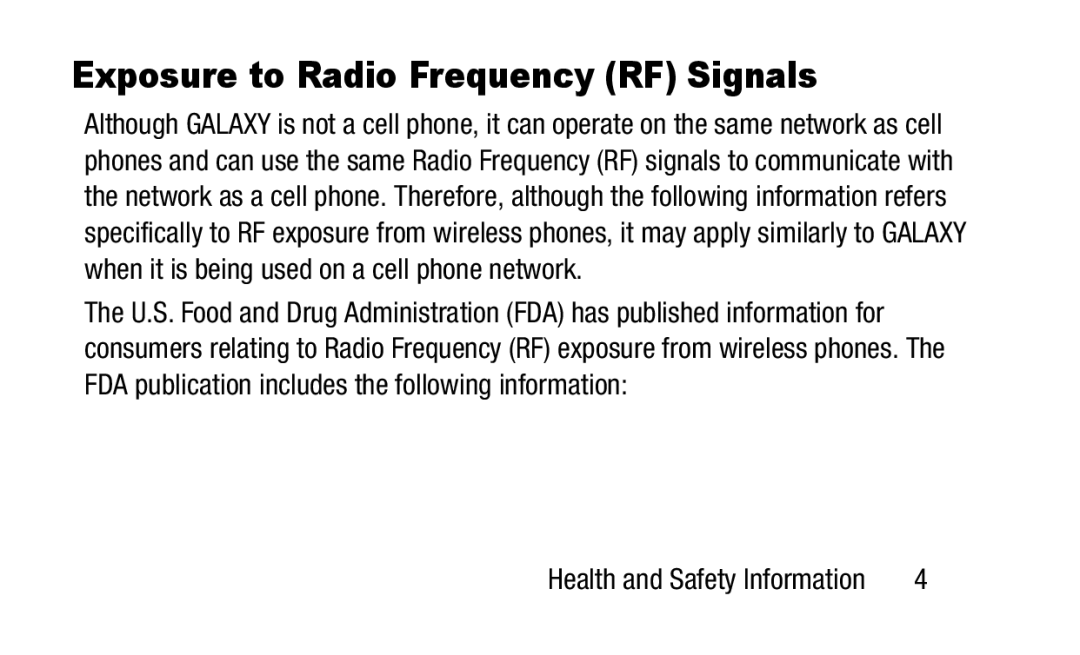 Samsung GH88-41012A warranty Exposure to Radio Frequency RF Signals 