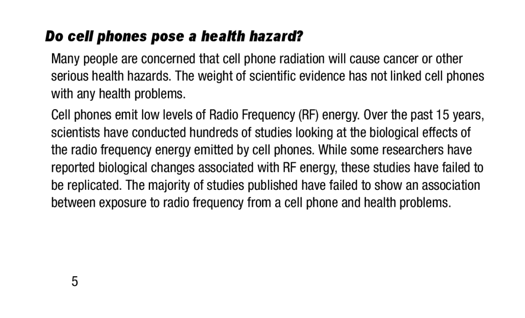 Samsung GH88-41012A warranty Do cell phones pose a health hazard? 