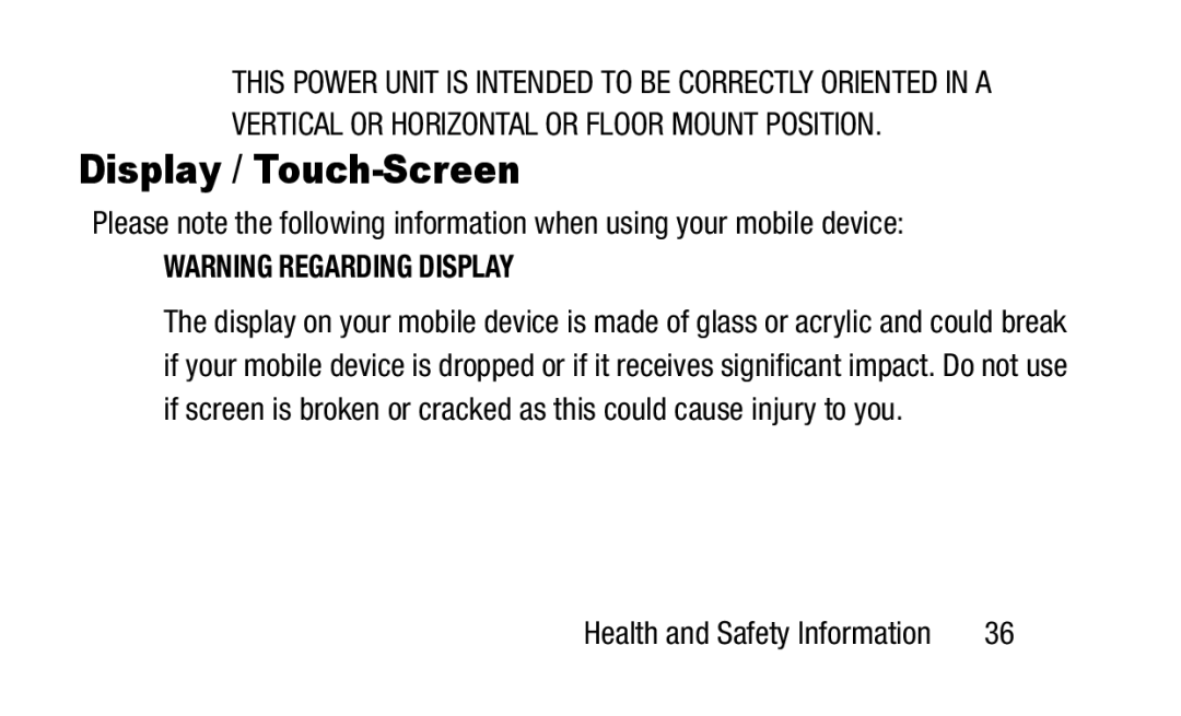 Samsung GH88-41012A warranty Display / Touch-Screen 