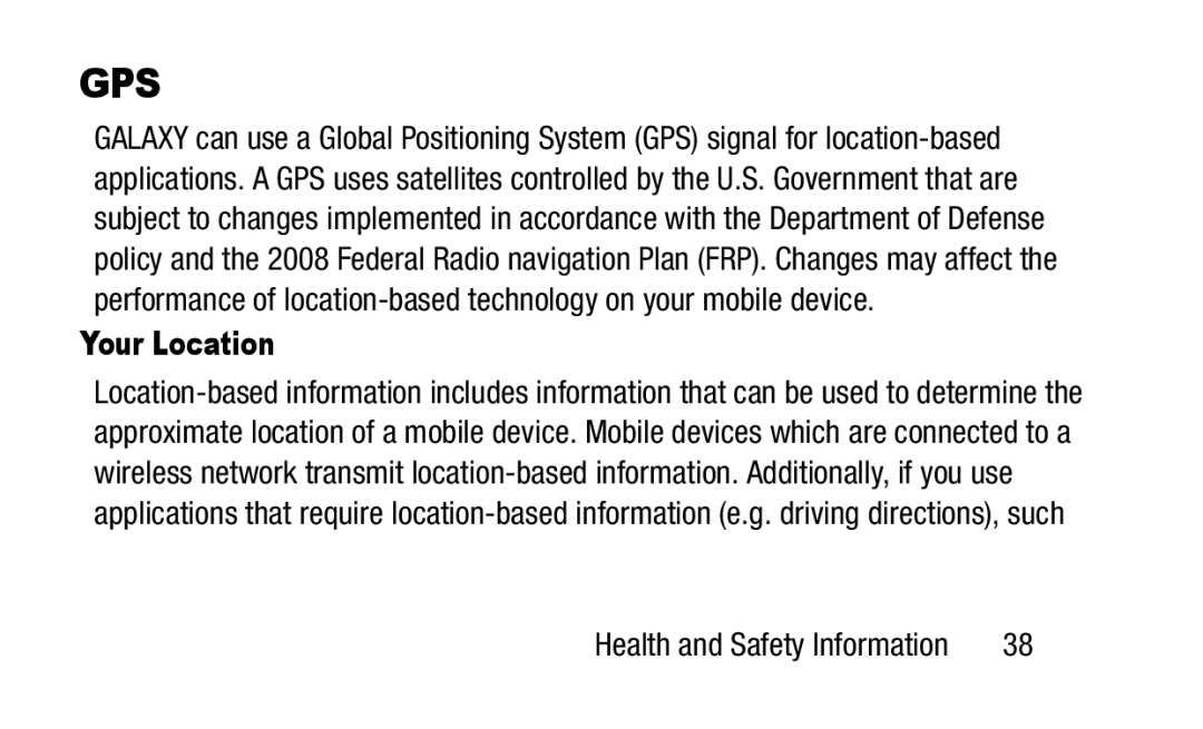 Samsung GH88-41012A warranty Gps, Your Location 