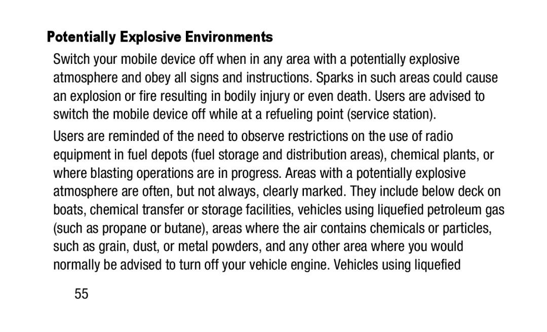 Samsung GH88-41012A warranty Potentially Explosive Environments 