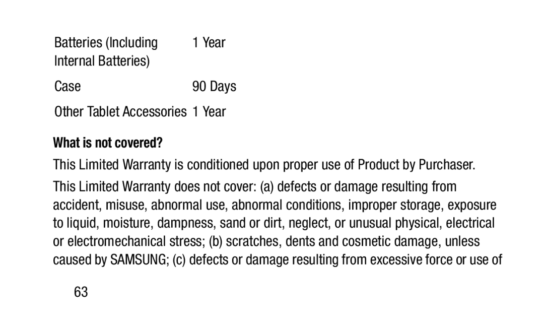 Samsung GH88-41012A warranty What is not covered? 