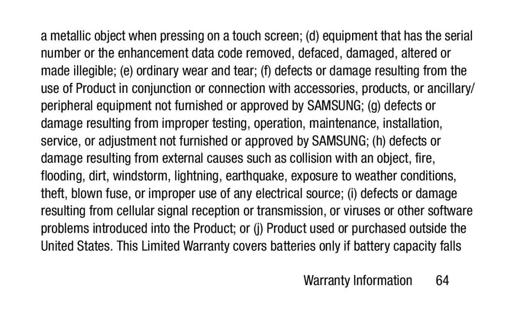 Samsung GH88-41012A warranty Warranty Information 