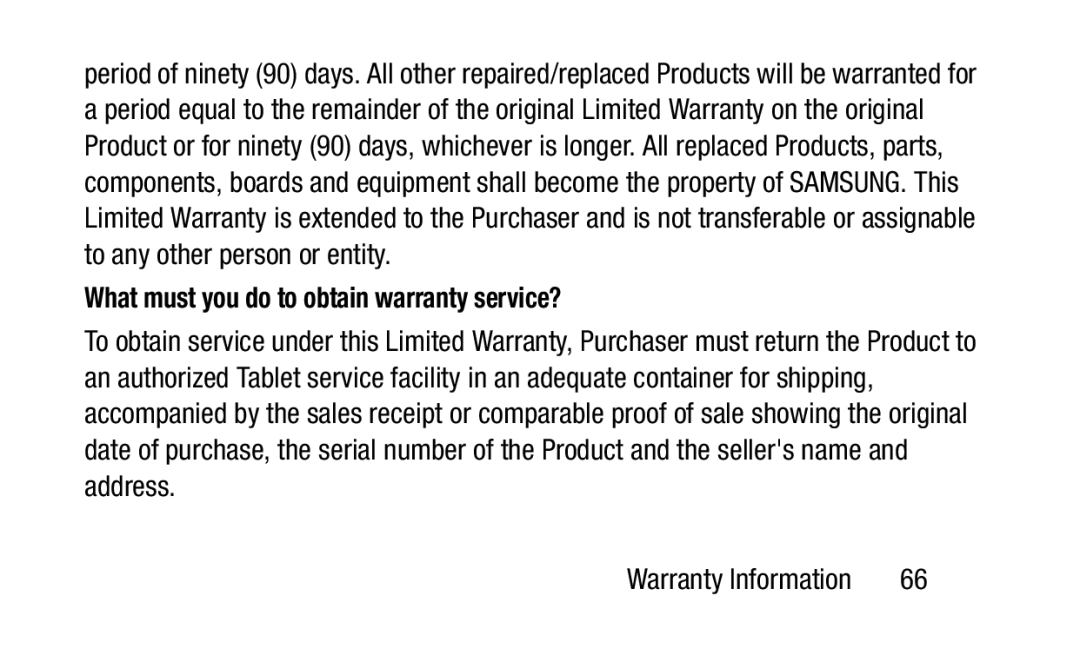 Samsung GH88-41012A What must you do to obtain warranty service? 