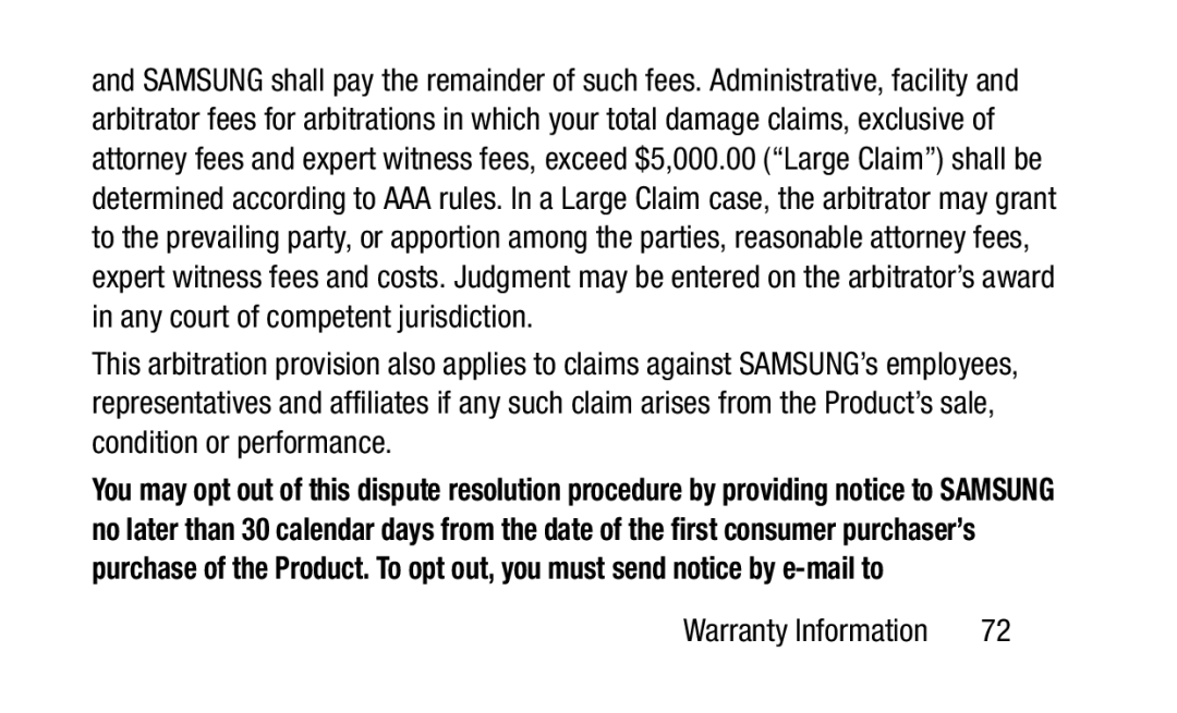 Samsung GH88-41012A warranty Warranty Information 